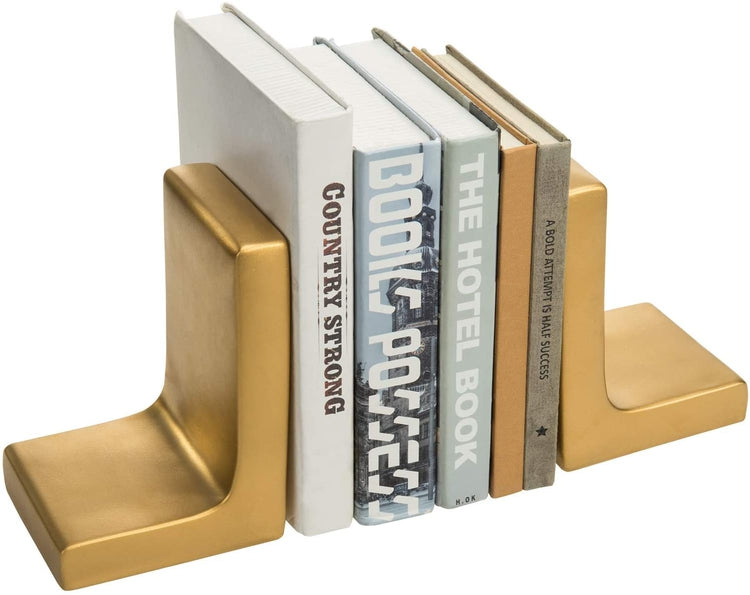 Set of 2, Decorative Heavy Gold Concrete Bookends-MyGift