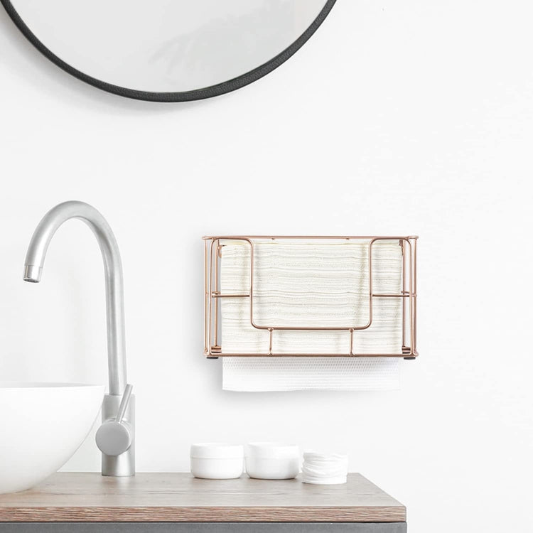 Copper Metal Wire Wall Mounted Paper Folded Towel Holder, Countertop Z Fold C Fold Towel Dispenser-MyGift