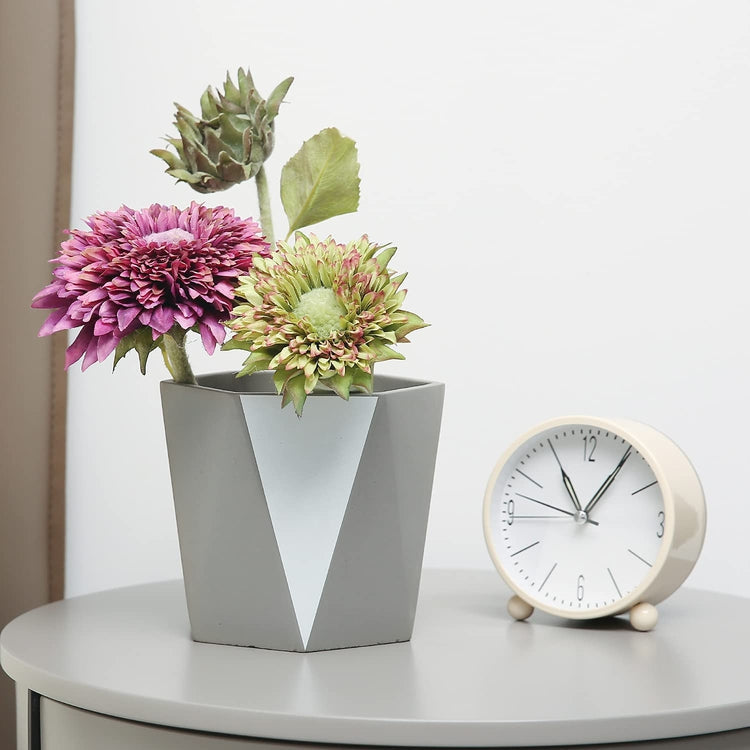6 Inch Black and Gray Cement Hexagonal Planter Pot, Succulent Vase Centerpiece-MyGift