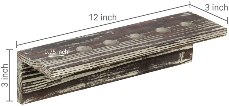 Set of 2, 12-inch Wall Mounted Rustic Torched Wood Golf Ball Display Rack-MyGift