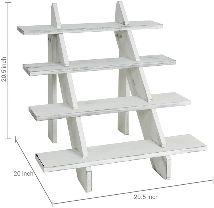 4-Tier Cascading White Wood Retail Display Riser Stand, Cupcake Dessert Stand-MyGift