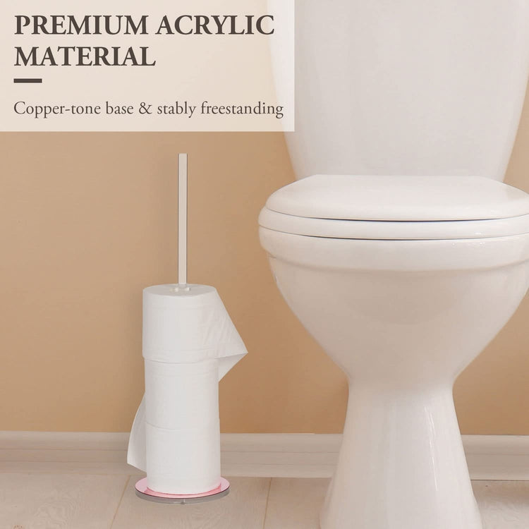 Freestanding Copper Tone and Clear Acrylic Toilet Tissue Paper Stand, Reserve Roll Storage Holder-MyGift