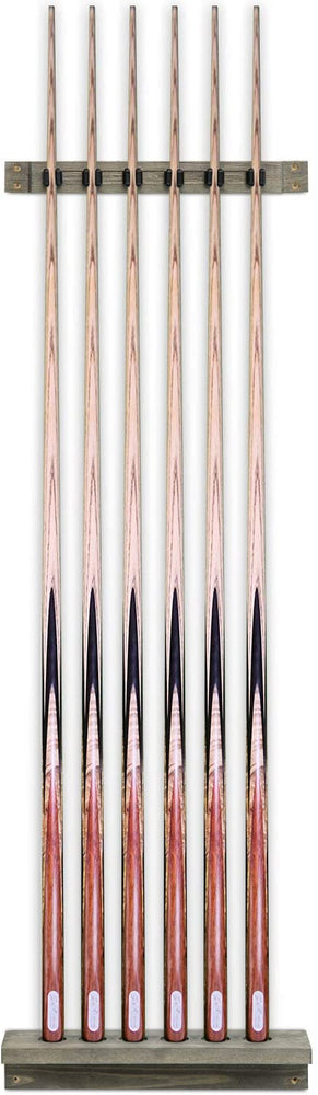 2-Piece, Gray Wood Wall Mounted Billiards Pool Cue Stick Storage Rack for 6 Cues-MyGift