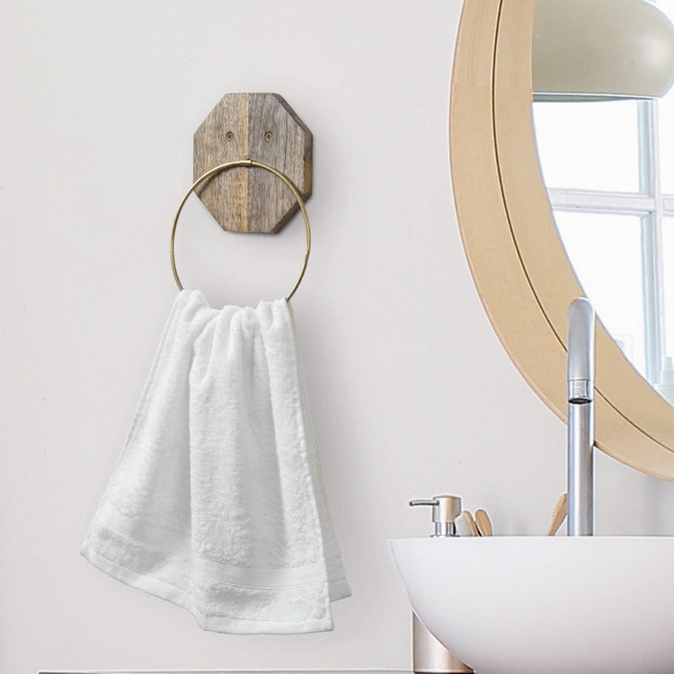 Wall Mounted Hand Towel Holder with Brass Tone Metal Wire Ring
