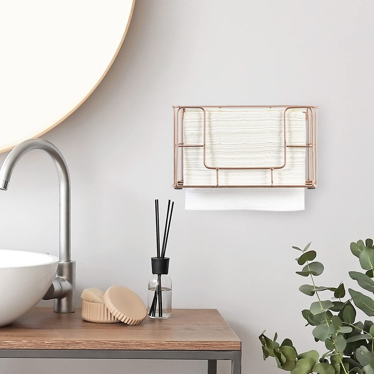 Copper Metal Wire Wall Mounted Paper Folded Towel Holder, Countertop Z Fold C Fold Towel Dispenser