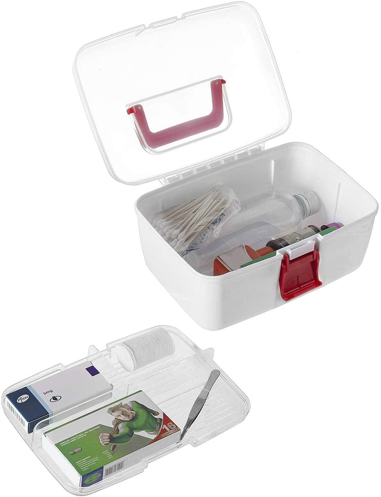 Clear Top First Aid Portable Storage with Removable Tray, Family Emergency Kit Travel Case-MyGift