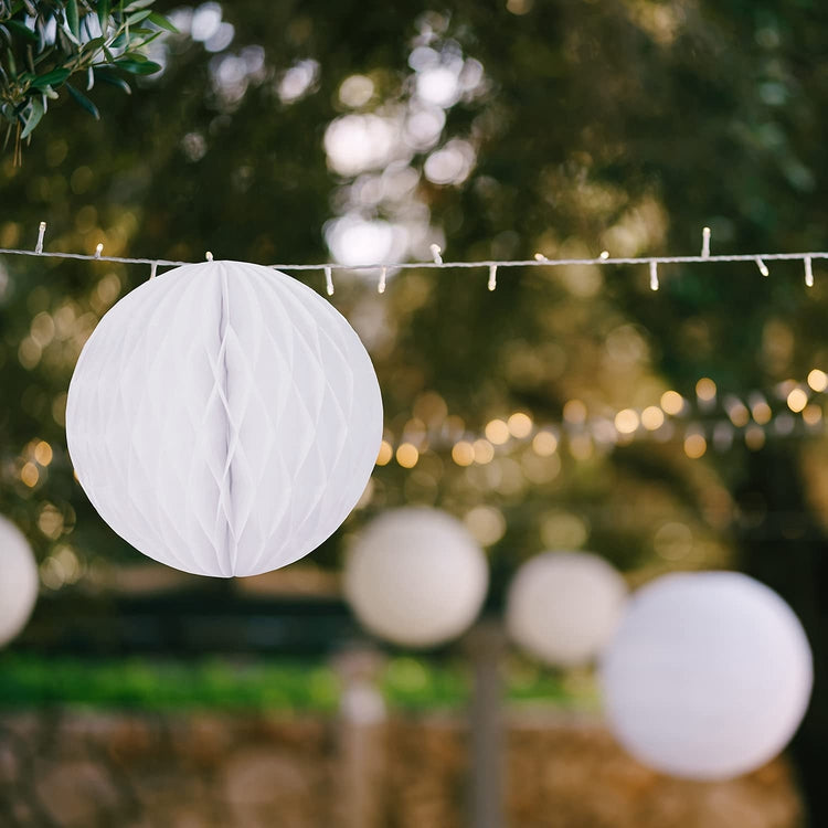 Black, White, and Gold Decorative Hanging Tissue Pom Poms Paper Lantern Party Decorations, 14 Piece Set