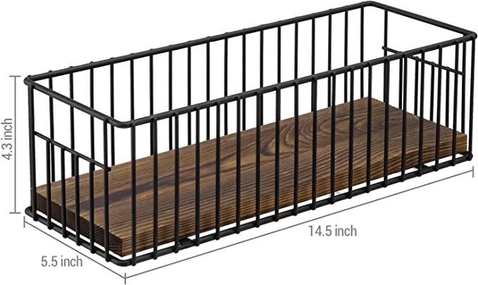Black Bathroom Toiletries Storage Organizer Vanity Basket, Toilet Paper Roll Holder Basket-MyGift