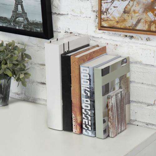 Square Torched Wood Bookends, Set of 2