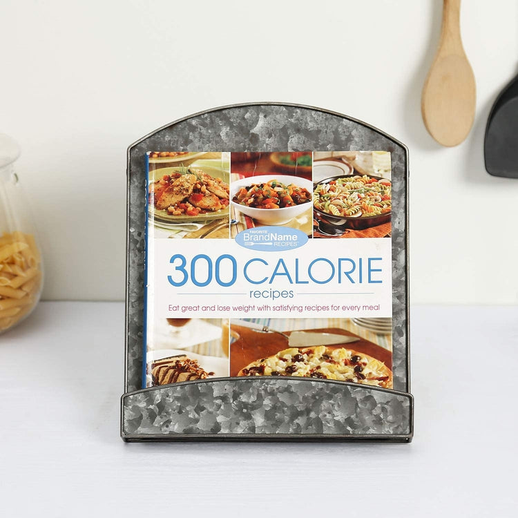 Galvanized Silver Metal Cookbook Recipe Holder Display Stand