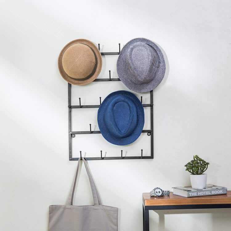 Modern Matte Black Wall Mounted Metal Hat Display Rack