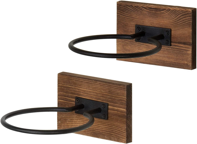 Set of 2, Wood & Metal Sport Ball Storage Rack & Wall-Mounted Sporting Equipment Display Holder-MyGift