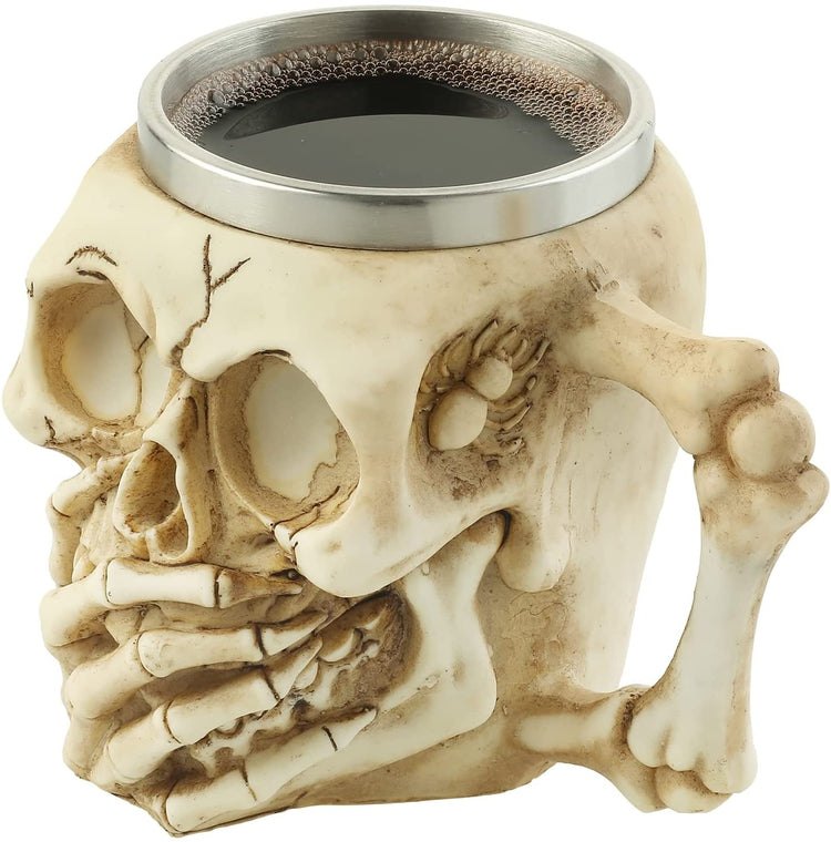 Skull and Bones Design Stainless Steel Coffee Mug Halloween Cup Gothic Drinkware-MyGift