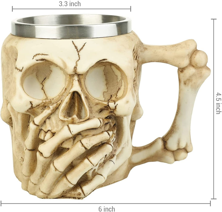 Skull and Bones Design Stainless Steel Coffee Mug Halloween Cup Gothic Drinkware-MyGift