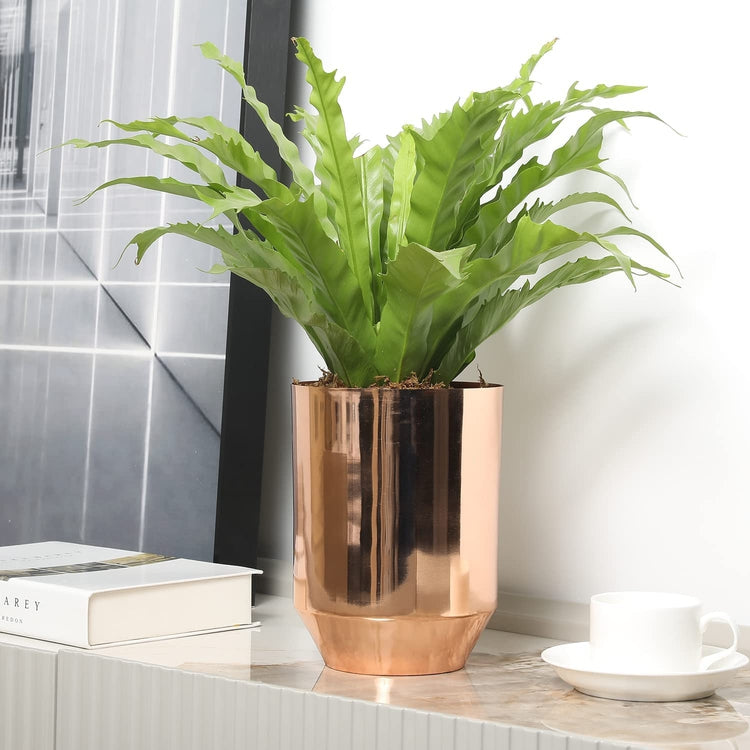 Copper Tone Metal Tapered Bottom Flower Vase, Decorative Indoor Planter Pot-MyGift