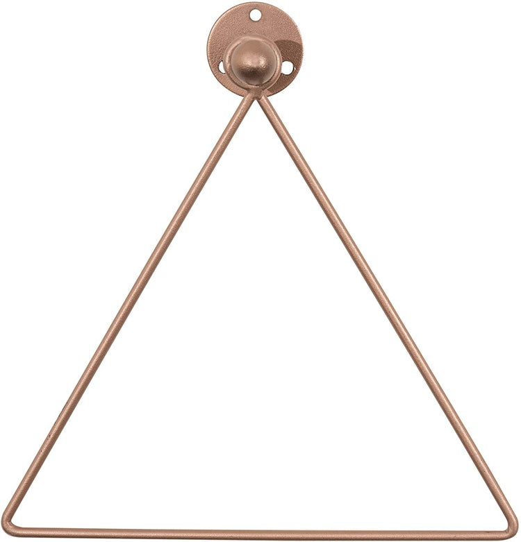 Modern Wall-Mounted Copper-Tone Metal Triangle Bathroom & Kitchen Hand Towel Ring-MyGift