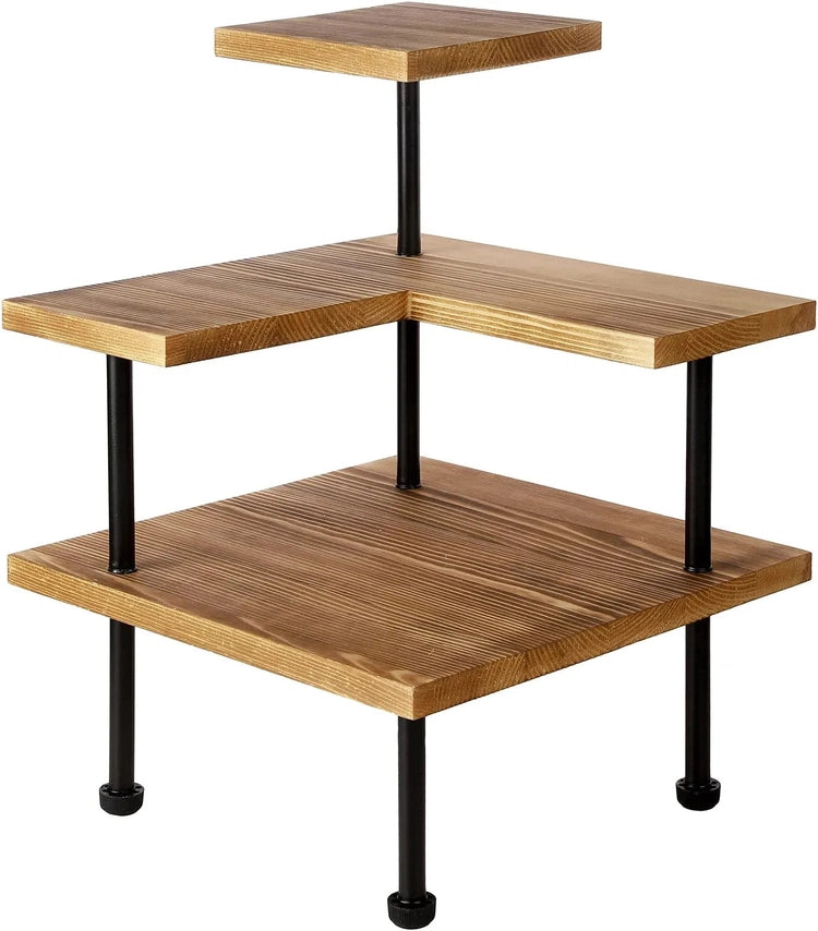 3 Tier Burnt Wood Kitchen Corner Shelf, Counter Spice and Condiment St
