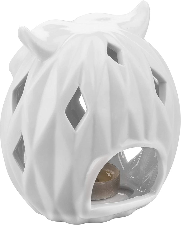 White Owl Ceramic Tealight Candle Holder 5-inches-MyGift