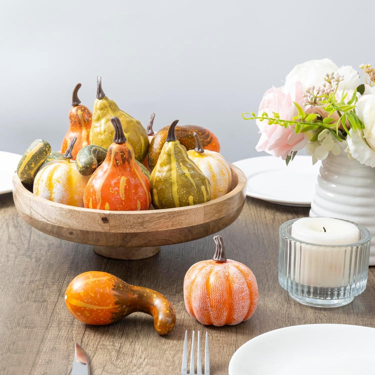 Fall Themed Party Decoration for Halloween, Thanksgiving Décor, Including Artificial Pumpkins, Squash, and Gourds Combination Set-MyGift