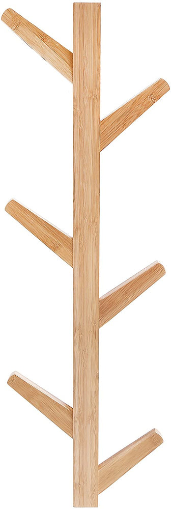 6-Hook Wall Mounted Natural Bamboo Tree Branch Coat Rack-MyGift