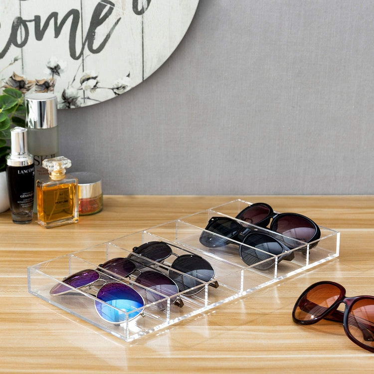 6 Slot Premium Grade Clear Acrylic Sunglasses, Eye Glasses Storage Organizer Display Case-MyGift