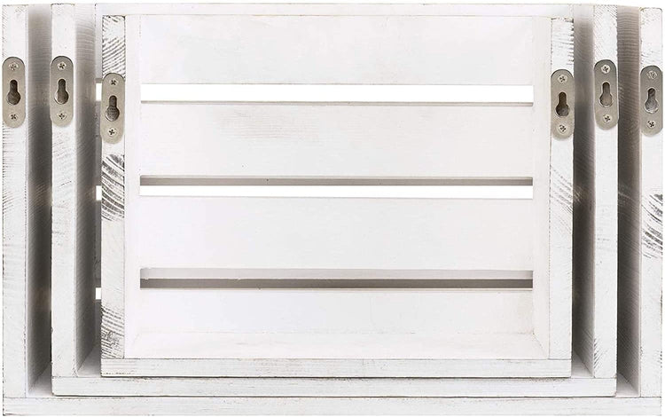 Set of 3, Whitewashed Wood Wall Mounted Mail Holder, Magazine Storage Racks-MyGift