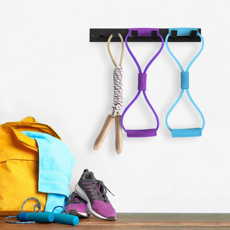 Wall Mounted Black Metal Gym Equipment Rack for Resistance Bands