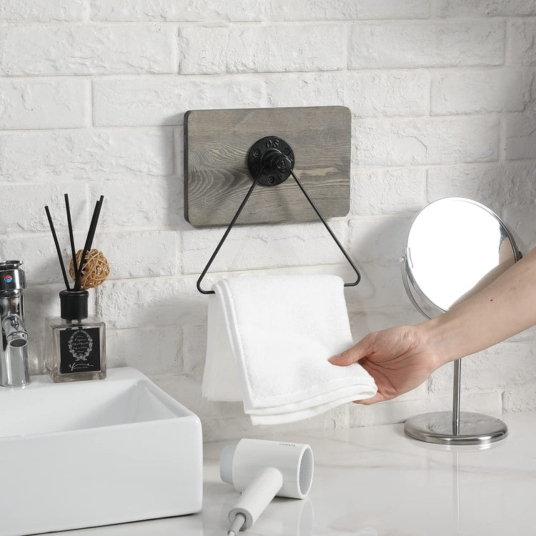 MyGift Modern Wall Mounted Hexagon Metal Bathroom Hand Towel Ring