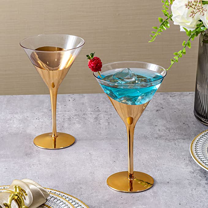 Metallic Angled Copper Toned Accent 8-ounce Martini Glasses, Set of 2
