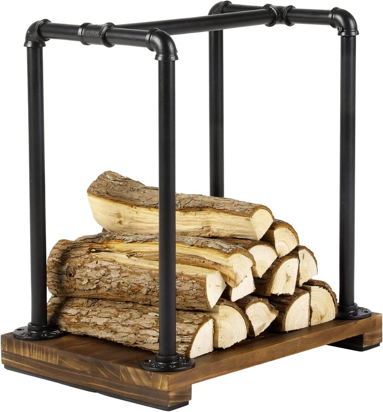 Fireplace Log Lumber Pile Holder Storage Stand, Wood Compact Firewood Rack-MyGift