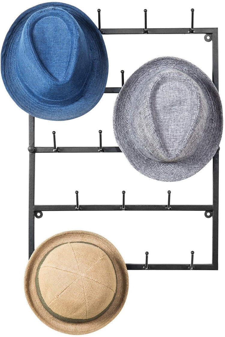 Modern Matte Black Wall Mounted Metal Hat Display Rack-MyGift