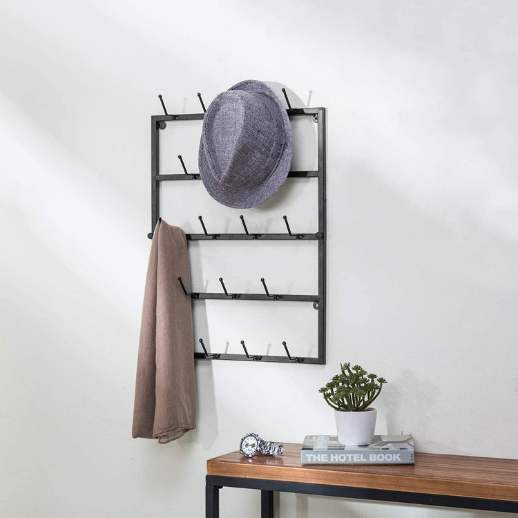 Modern Matte Black Wall Mounted Metal Hat Display Rack-MyGift