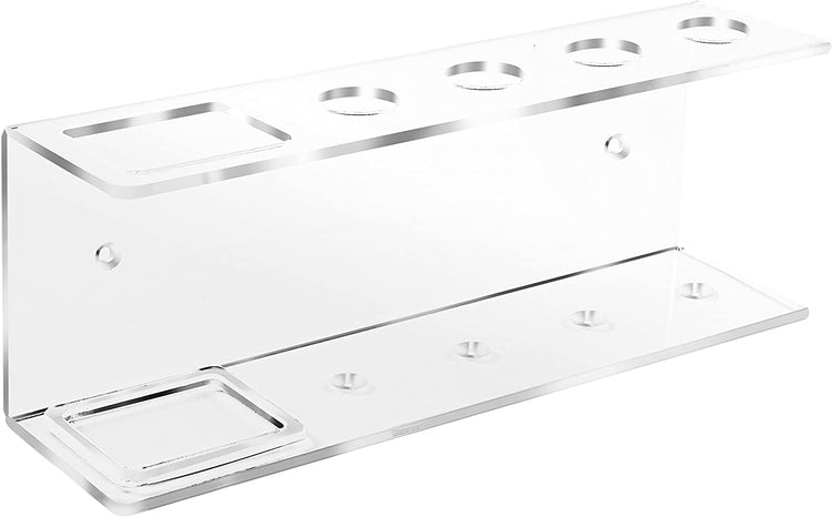 Wall-Mounted White Acrylic 4-Slot Toothbrush and Toothpaste Holder, Bathroom Storage Shelf-MyGift
