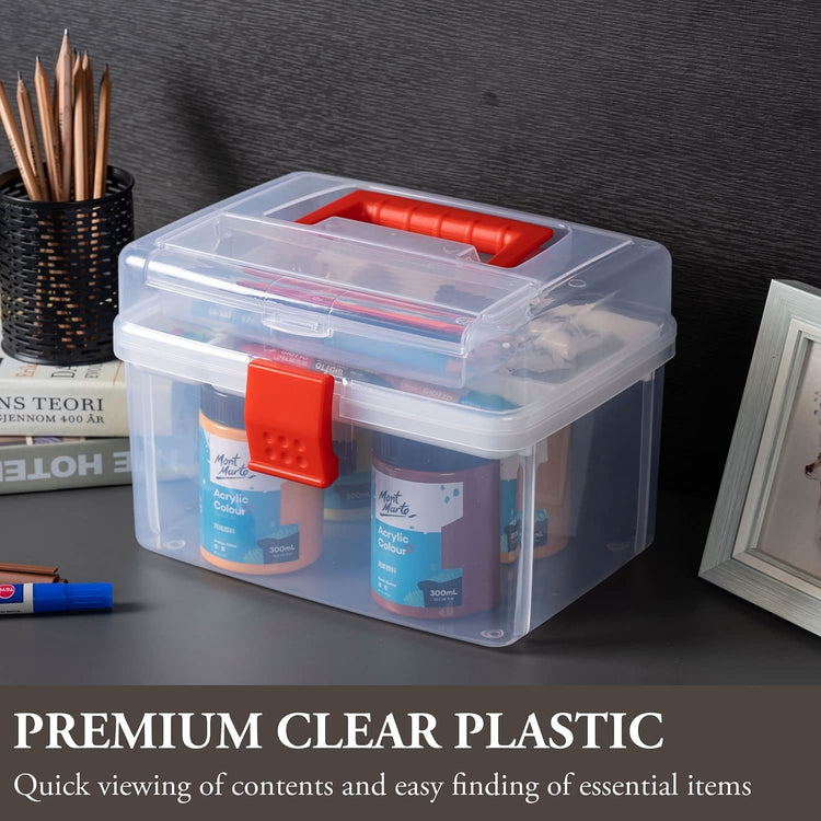 Clear First Aid Bin with Detachable Tray, Portable Emergency Kit, Medicine and Medical Supply Travel Tote, Arts & Craft Storage Box