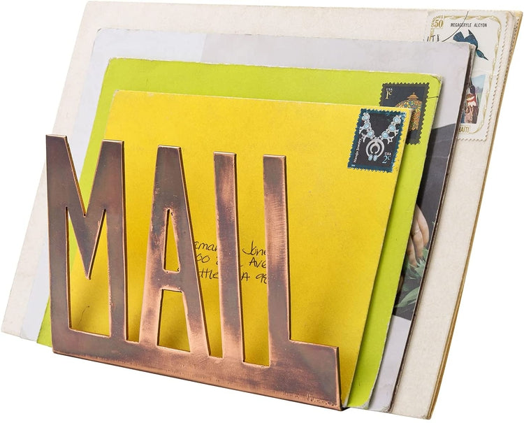 Copper Metal MAIL Cutout Design Letter Holder, Desktop Mail Sorter-MyGift