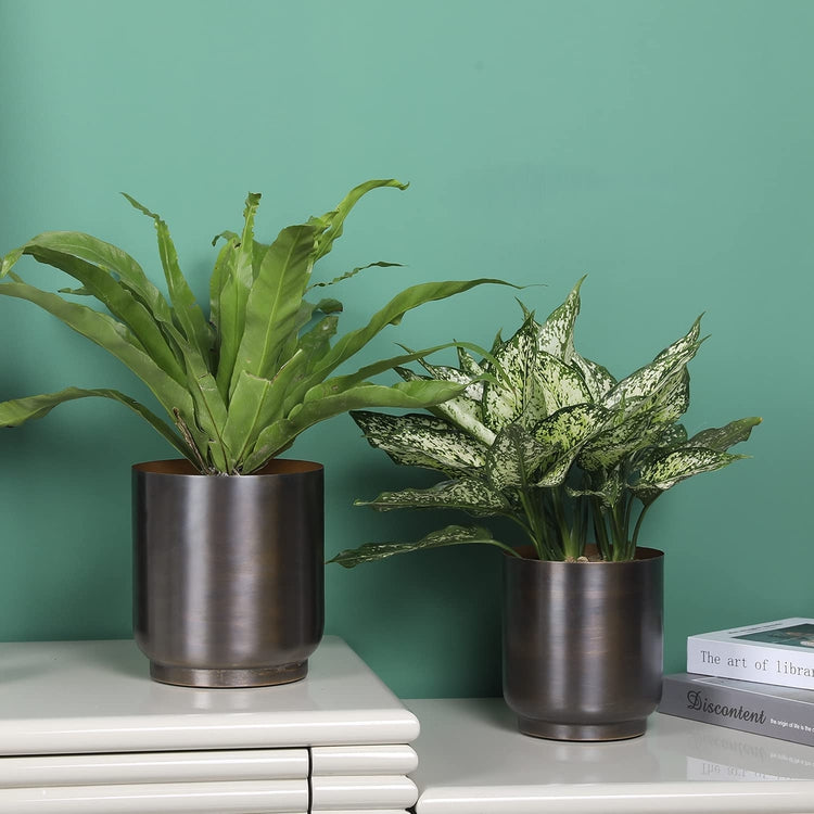 Copper Planter, Metal Round Indoor Planter Pot, Set of 2