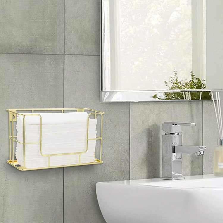 Brass Tone Metal Wire Commercial Wall Mounted or Tabletop Paper Folded Towel Dispenser Rack-MyGift