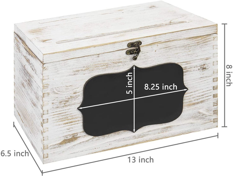 Whitewashed Wood Card Gift Box with Slotted Lid and Chalkboard Label-MyGift