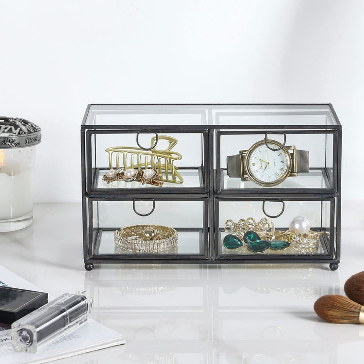 Vertical 丨Large Jewelry Organizer with Glass Window Jewelry Box for Ne