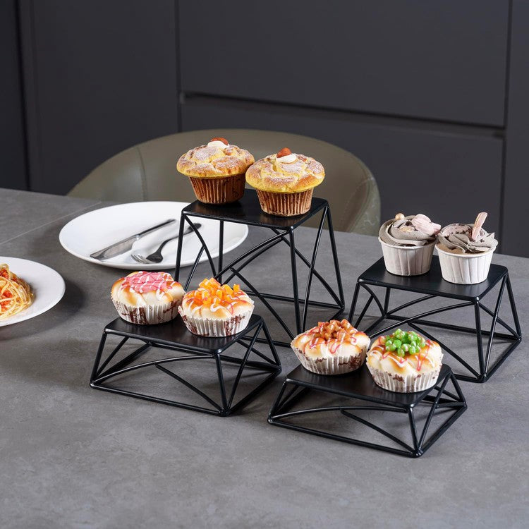 Black Metal Tabletop Cupcake Risers, Dessert Serving Stands,