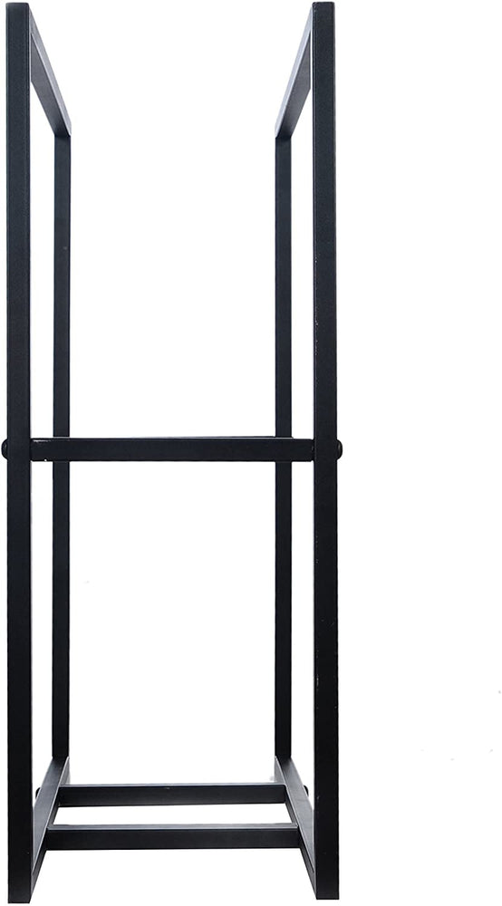 30-Inch Black Metal Powder Coated Firewood Holder Rack, Indoor and Outdoor Fireplace Log Storage Bin-MyGift