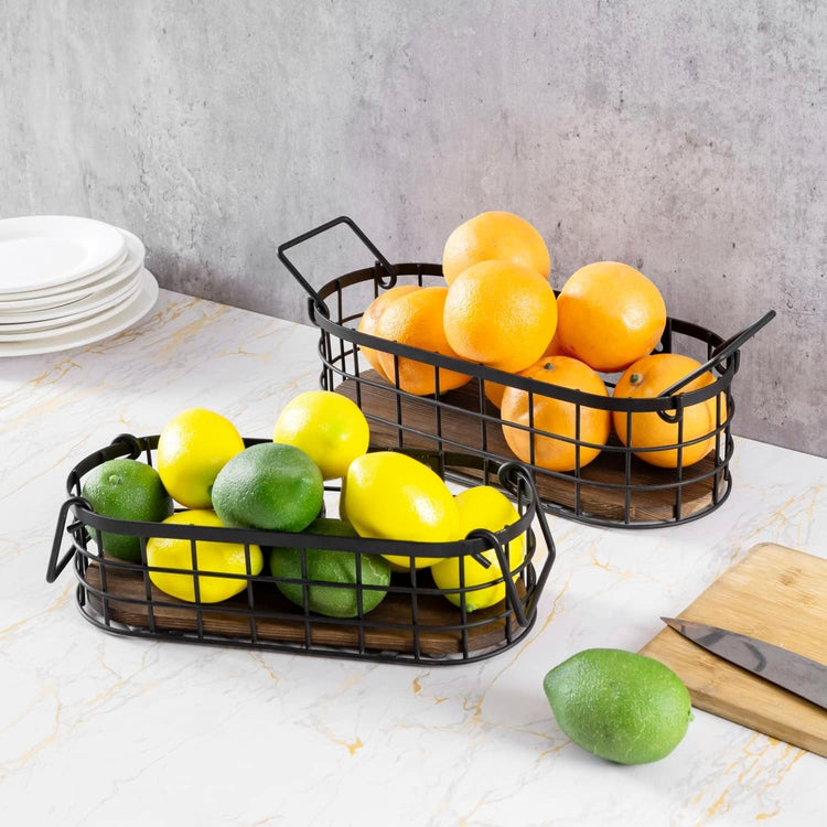 Nesting Storage Baskets, Wall Mounted or Tabletop Black Metal Wire
