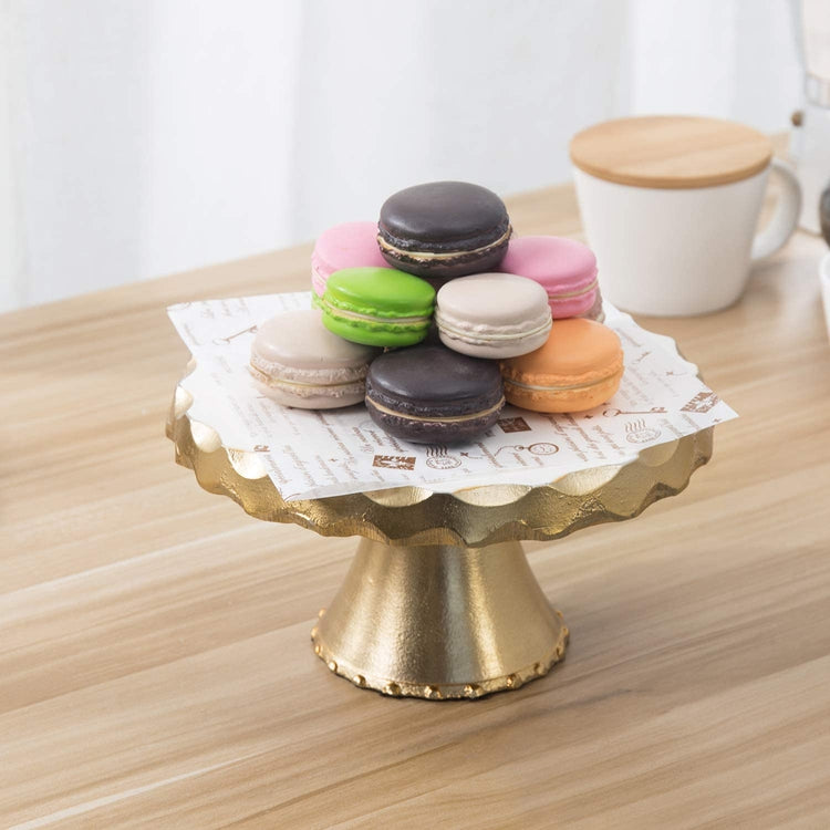 Gold & White Aluminum 8-inch Round Cake Stand, Dessert Display-MyGift