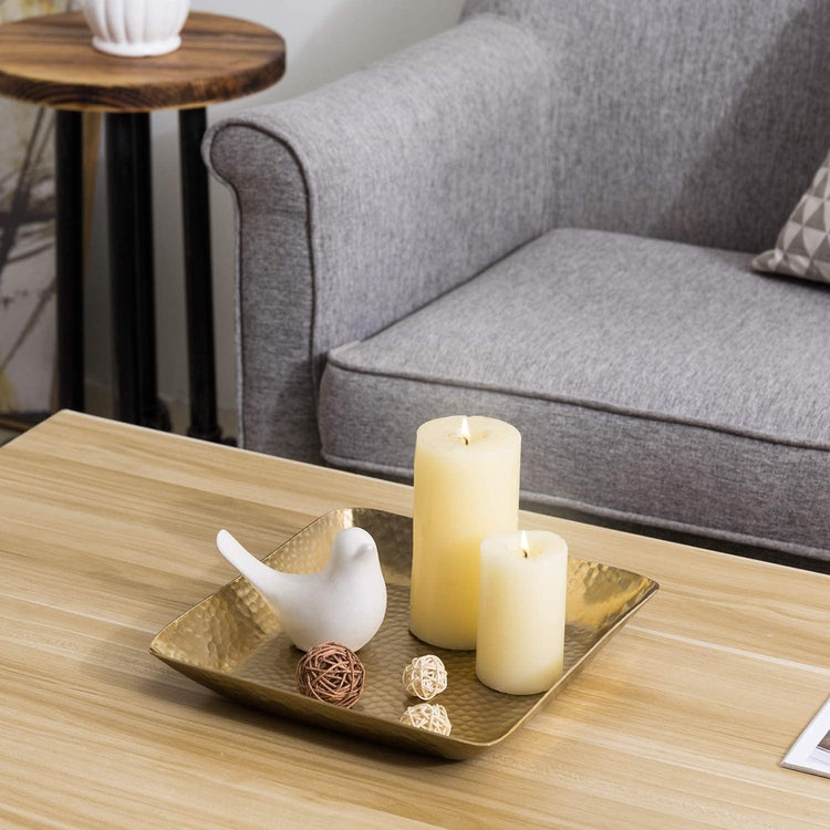 Brass-Tone Antique-Style Hammered Square Tabletop Display Tray-MyGift