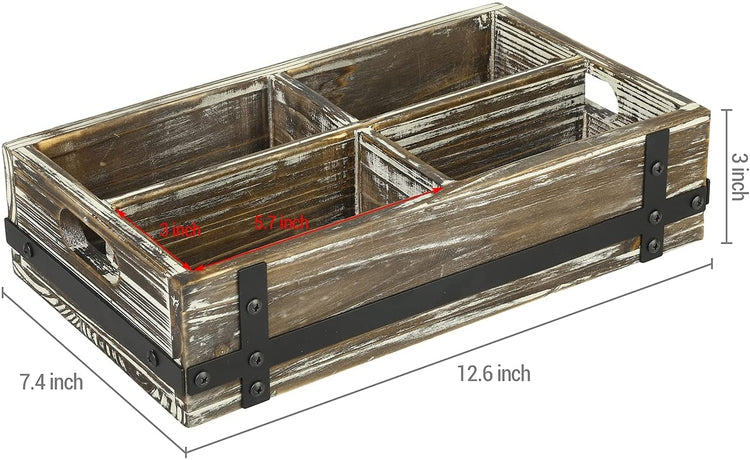 Torched Wood Retro Audio Cassette Tape Storage Box with Matte Black Metal Bracket Accents-MyGift