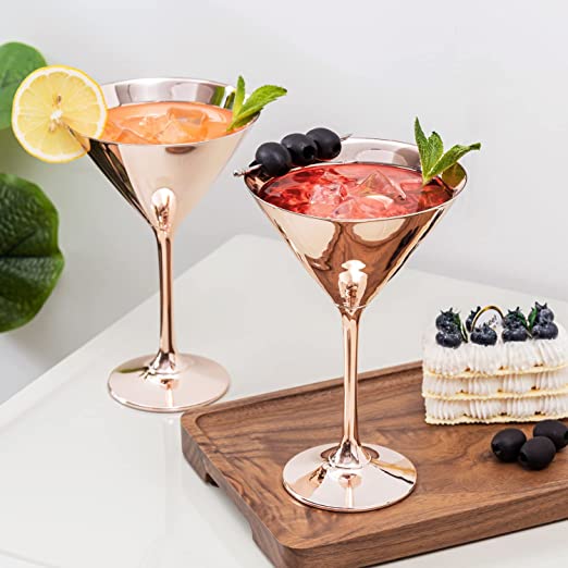 Rose Gold Stainless Steel Martini Glasses - Set Of 4