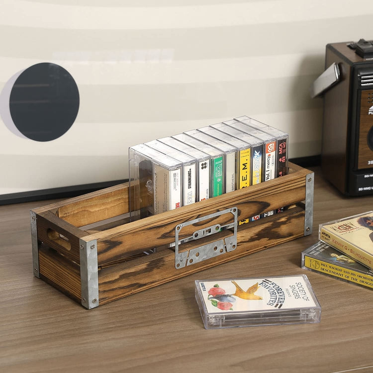 Retro Tape Pattern Storage Box Wood Pu Leather Storage Box - Temu