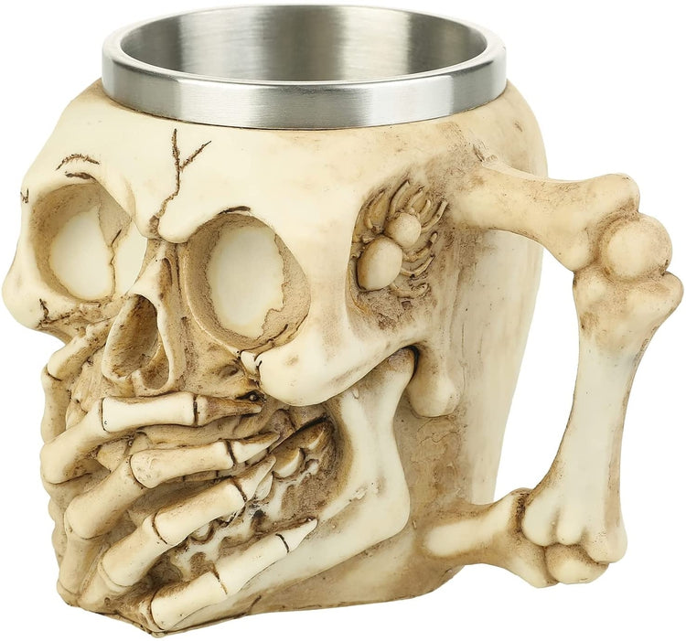 Skull and Bones Design Stainless Steel Coffee Mug Halloween Cup Gothic Drinkware-MyGift