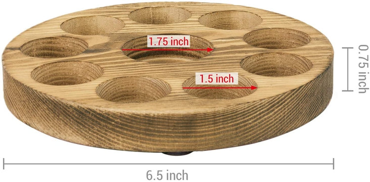 10-Slot Brown Wood Round Essential Oil Bottle Storage Display Rack-MyGift