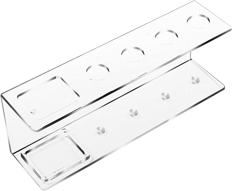 Wall-Mounted White Acrylic 4-Slot Toothbrush and Toothpaste Holder, Bathroom Storage Shelf-MyGift
